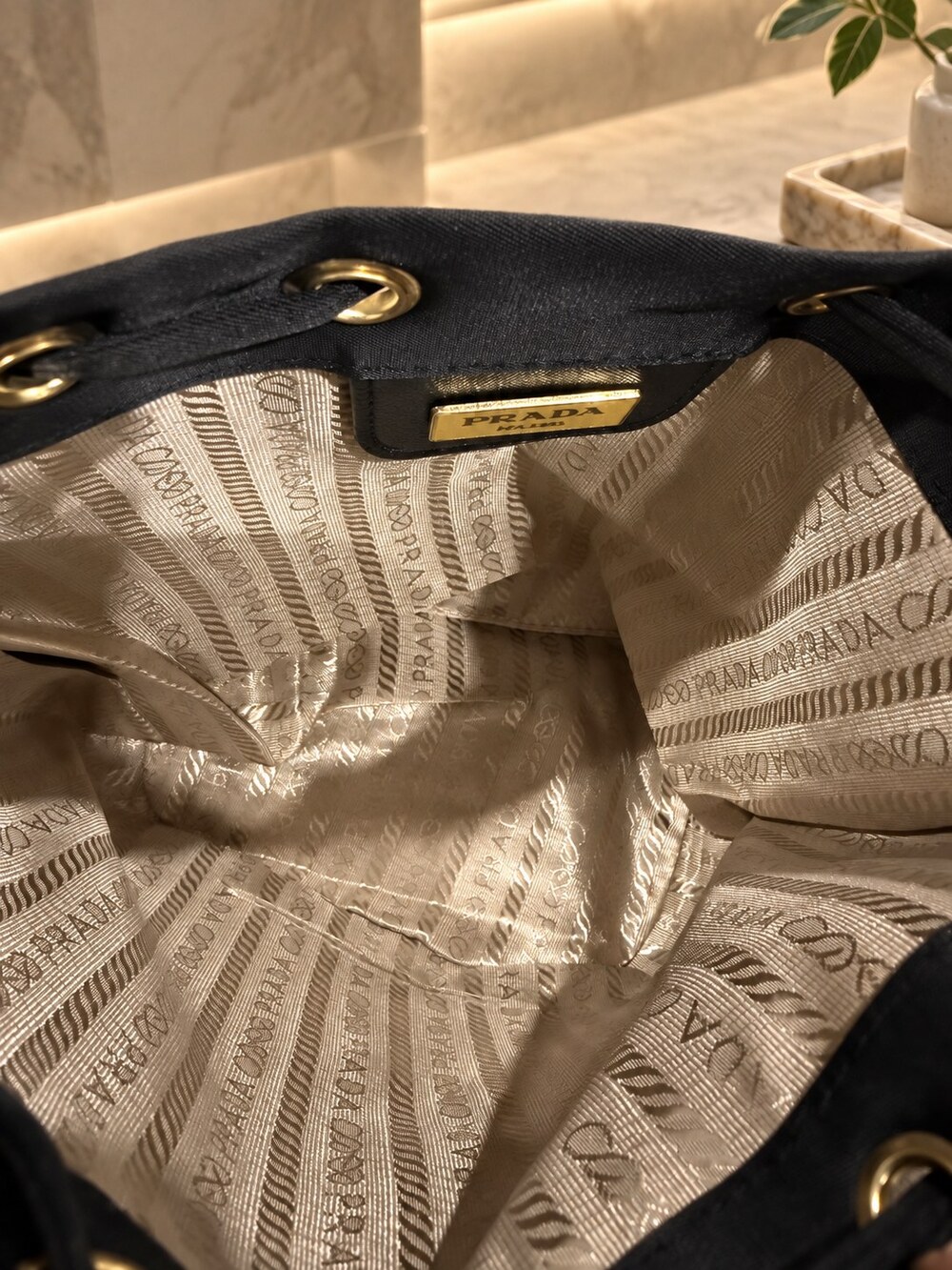 Prada Black Drawstring Makeup Bag | Travel Organizer - Picture 4 of 6